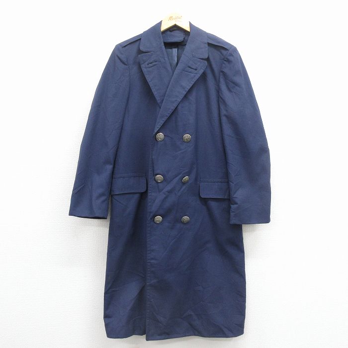 M★古着 長袖 ビンテージ ミリタリー コート メンズ 70年代 70s ロング丈 USA製 濃紺【spe】 25dec02