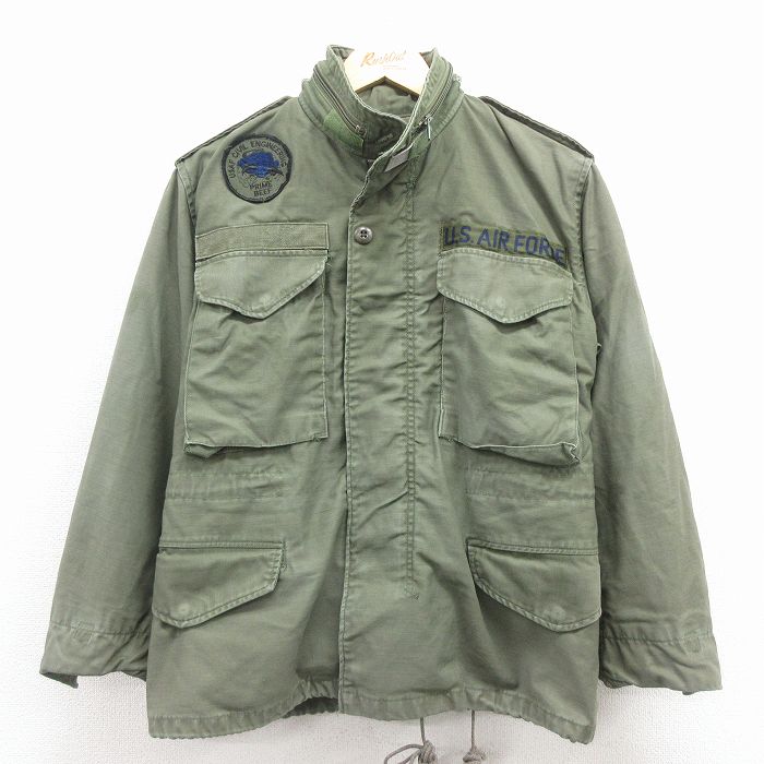 S★古着 長袖 ミリタリー フィールド ジャケット メンズ 80年代 80s M-65 USエアフォース 薄緑【spe】 25dec06