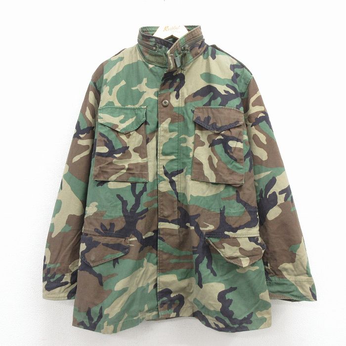 L★古着 長袖 ミリタリー フィールド ジャケット メンズ 90年代 90s M-65 ウッドランドカモ USA製 緑 迷彩 25dec26