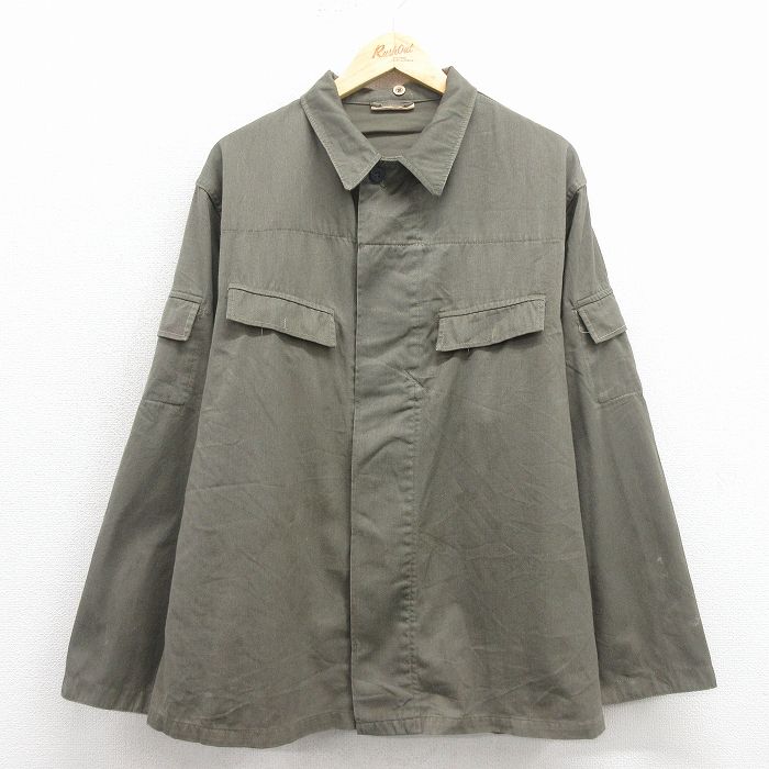 L★古着 長袖 ミリタリー ジャケット メンズ ドイツ軍 濃緑 26jan07