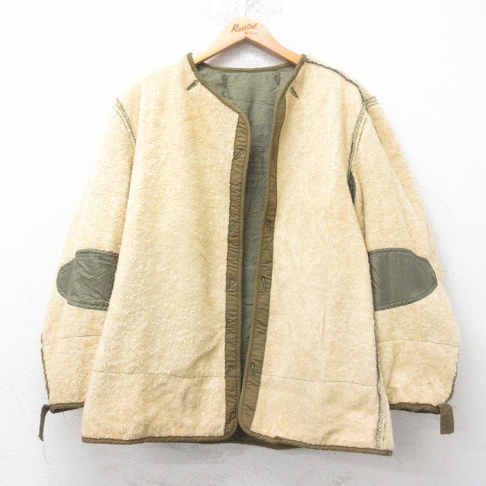 L★古着 長袖 ビンテージ ミリタリー ライナー ジャケット メンズ 50年代 50s M-51 パイル地 ウール USA製 生成り他 26jan15