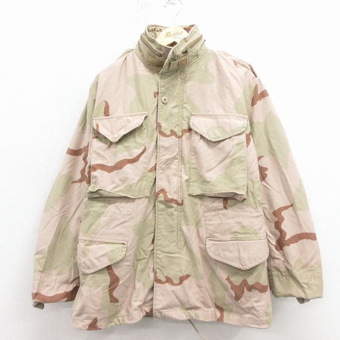 M★古着 長袖 ミリタリー フィールド ジャケット メンズ 80年代 80s M-65 デザートカモ USA製 ベージュ 迷彩【spe】 26jan17