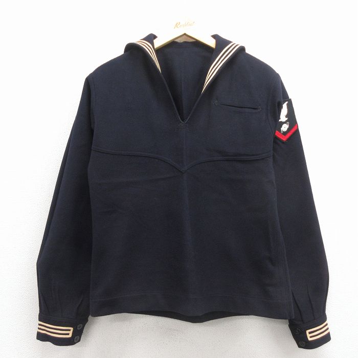 M★古着 長袖 ビンテージ ミリタリー セーラー ジャケット メンズ 60年代 60s USA製 黒他 26jan17