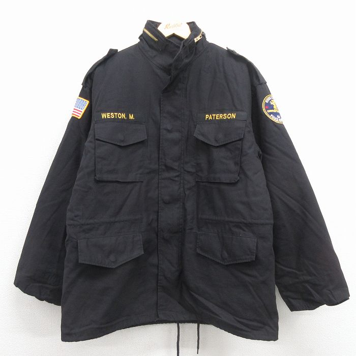 XL★古着 ロスコ 長袖 ミリタリー フィールド ジャケット メンズ M-65 ポリス ライナー付き 黒 26jan17