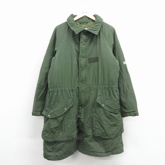 XL★古着 長袖 ミリタリー フィールド ジャケット メンズ 90年代 90s M90 スウェーデン軍 大きいサイズ ロング丈 ラグラン 緑 内側キルティング 26jan17