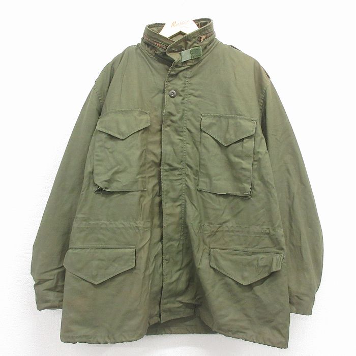 XL★古着 長袖 ミリタリー フィールド ジャケット メンズ 90年代 90s M-65 ロング丈 緑 26jan23
