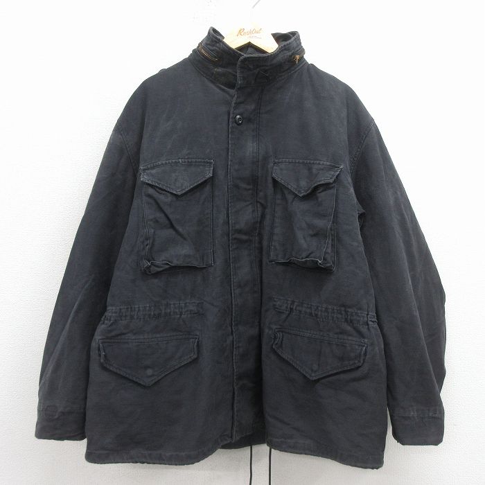 XL★古着 長袖 ミリタリー フィールド ジャケット メンズ 90年代 90s M-65 ライナー付き 大きいサイズ コットン USA製 黒【spe】 26jan23