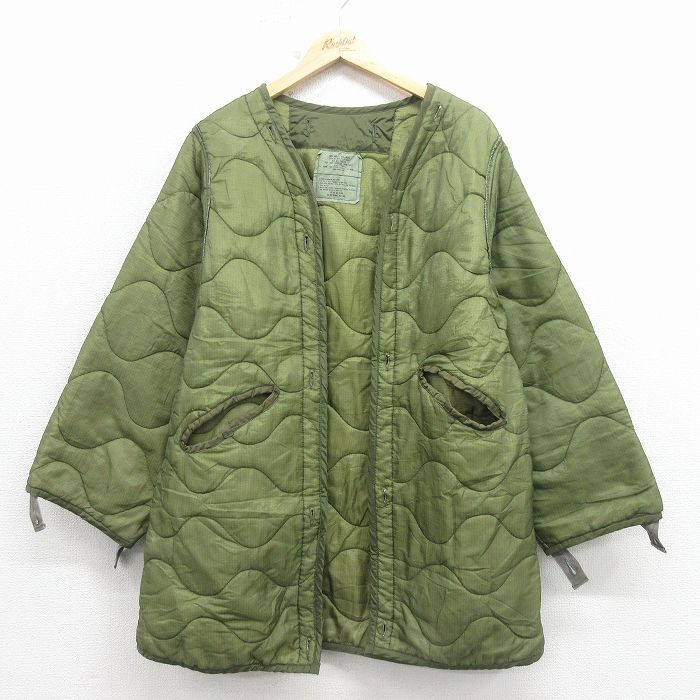 L★古着 長袖 ミリタリー ライナー ジャケット メンズ 90年代 90s リップストップ USA製 緑 26feb13