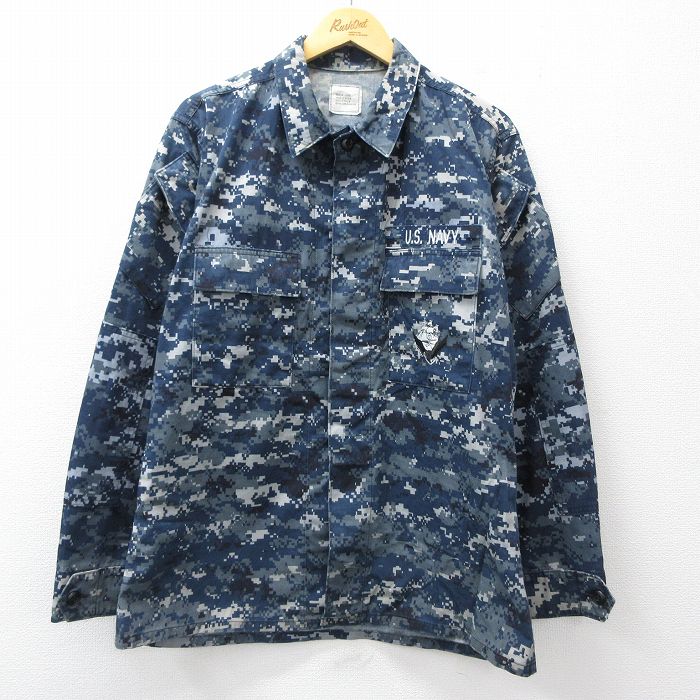 USネイビー 長袖ミリタリージャケット デジタルカモ ネイビー L | 古着