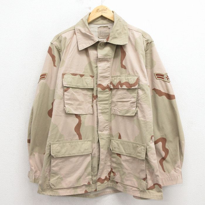 90s ミリタリージャケット コンバット ベージュ迷彩 L | 古着