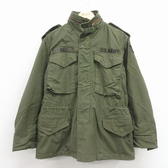 M★古着 長袖 ミリタリー フィールド ジャケット メンズ 80年代 80s M-65 USアーミー USA製 緑 26apr02