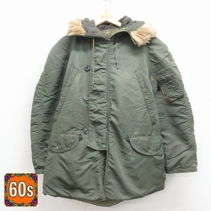 【20%OFF】60s N-3Bミリタリージャケット コヨーテファー グリーン メンズL相当 | 古着