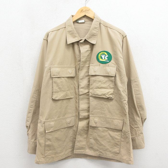 ミリタリー 90s コンバットジャケット リップストップ ベージュ L | 古着