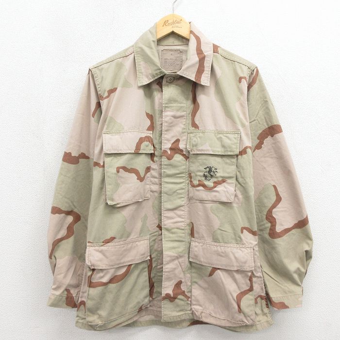 M★古着 長袖 ミリタリー ジャケット メンズ 90年代 90s コンバット デザートカモ USA製 ベージュ 迷彩【spe】 26may23