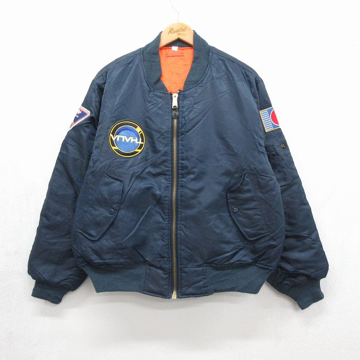 ロスコ 長袖ミリタリージャケット MA-1 USAF ネイビー メンズL相当 | 古着
