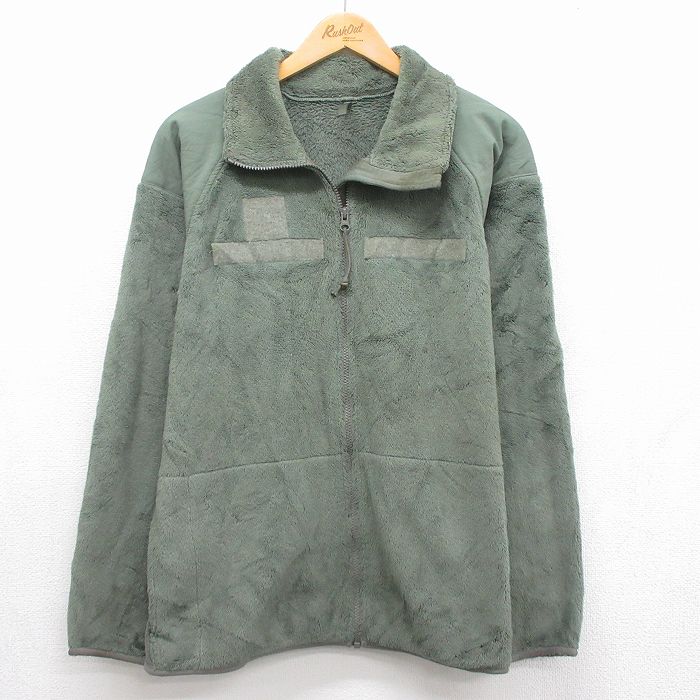 XL★古着 長袖 ミリタリー フリース ジャケット メンズ ECWCS GN3 レベル3 USA製 カーキ 26aug06