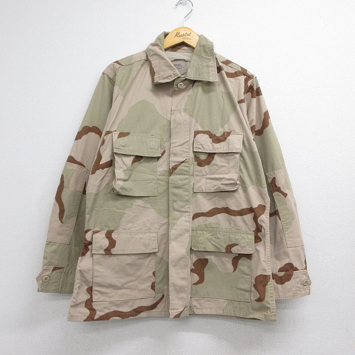 ミリタリー 90s コンバットリップストップジャケット デザートカモ ベージュ メンズL相当 | 古着
