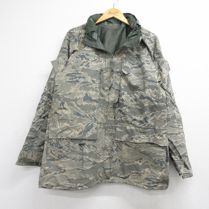 L★古着 長袖 ミリタリー ナイロン ゴアテックス ジャケット メンズ 00年代 00s タイガーデジタルカモ ラグラン USA製 グレー 迷彩【spe】 26aug10