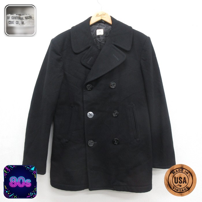 MAJOR COAT CO. 80s ピーコート USネイビー ブラック メンズM相当 | 古着