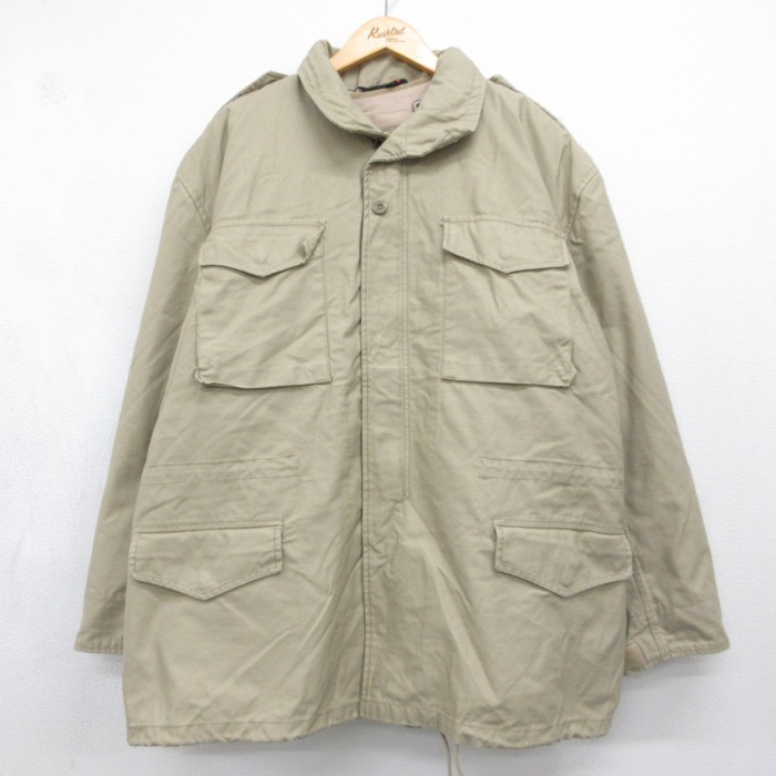 ミリタリー M-65フラップポケットジャケット ベージュ メンズXL相当 | 古着