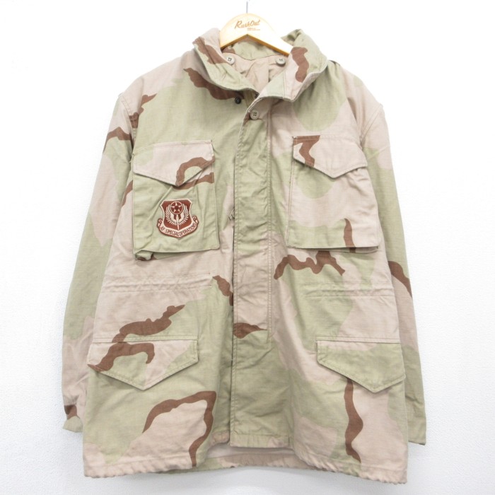 L★古着 US MILITARY 長袖 ミリタリー ジャケット メンズ 90年代 90s フィールド M-65 デザートカモ フラップポケット 迷彩 ベージュ【spe】 26sep04