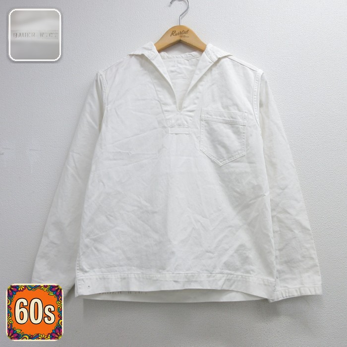 60s セーラープルオーバージャケット ホワイト メンズM相当 | 古着