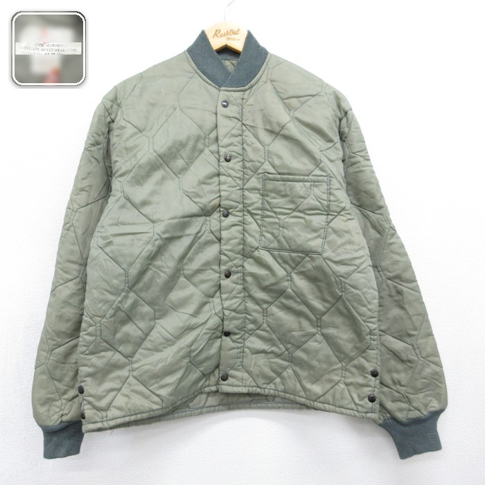 長袖 ミリタリー ジャケット ナイロン CWU-9P キルティング クルーネック カーキ メンズL相当 | 古着