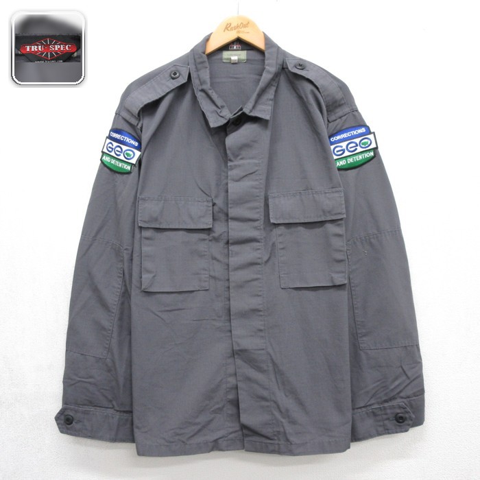 TRU-SPEC 長袖ミリタリージャケット BDU フラップポケット グレー メンズXL相当 | 古着