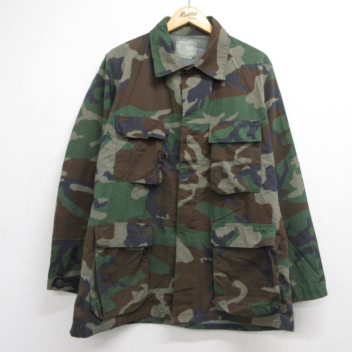 US ARMY 長袖ミリタリージャケット コンバット ウッドランドカモ メンズXL相当 | 古着