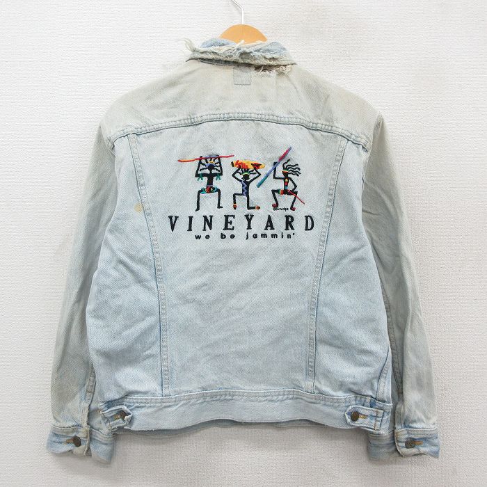 リー 90s ジージャン VINEYARD刺繍 ネイビー L | 古着