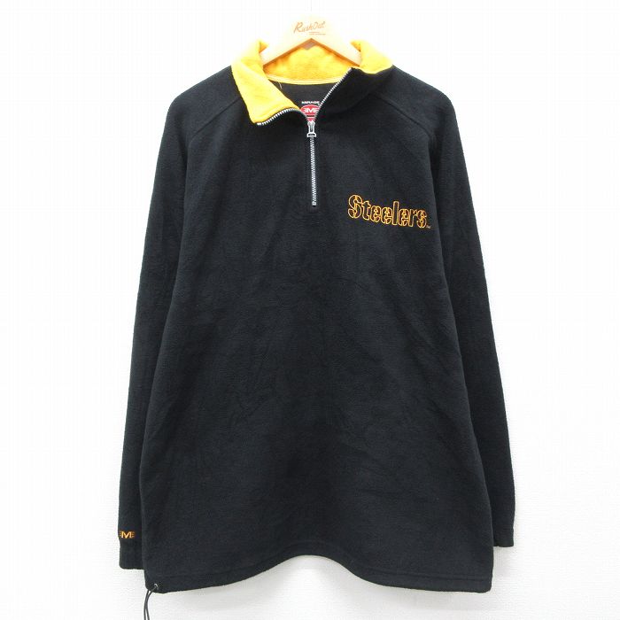 【20%OFF】XL★古着 ミラージュ 長袖 ハーフジップ フリース ジャケット メンズ 00年代 00s NFL ピッツバーグスティーラーズ 黒他 ブラック アメフト スーパーボウル 24oct03 中古 アウター