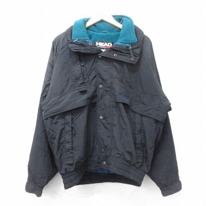 XL★古着 HEAD 長袖 ジャケット メンズ 90年代 90s ラグラン 黒 ブラック 内側フリース 24oct11 中古 アウター