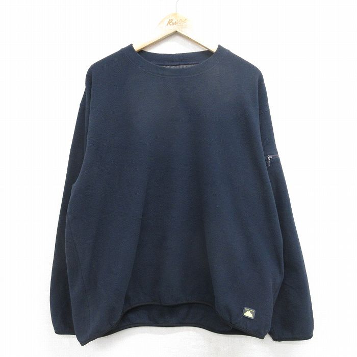L★古着 エディーバウアー 長袖 フリース トップス メンズ 00年代 00s ワンポイントロゴ 紺 ネイビー 【spe】 24nov08 中古 アウター