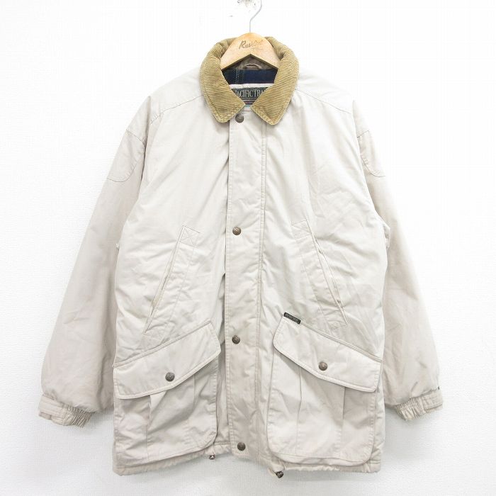 L★古着 パシフィックトレイル 長袖 ジャケット メンズ 00年代 00s 襟コーデュロイ ロング丈 ベージュ他 カーキ 内側フランネル 24nov08 中古 アウター