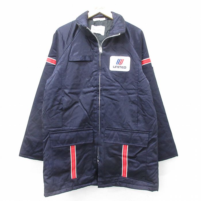 【50%OFF】XL★古着 長袖 ジャケット パーカー メンズ 90年代 90s ユナイテッド航空 ラグラン ロング丈 USA製 紺 ネイビー 内側キルティング 【spe】 24nov09 中古 アウター