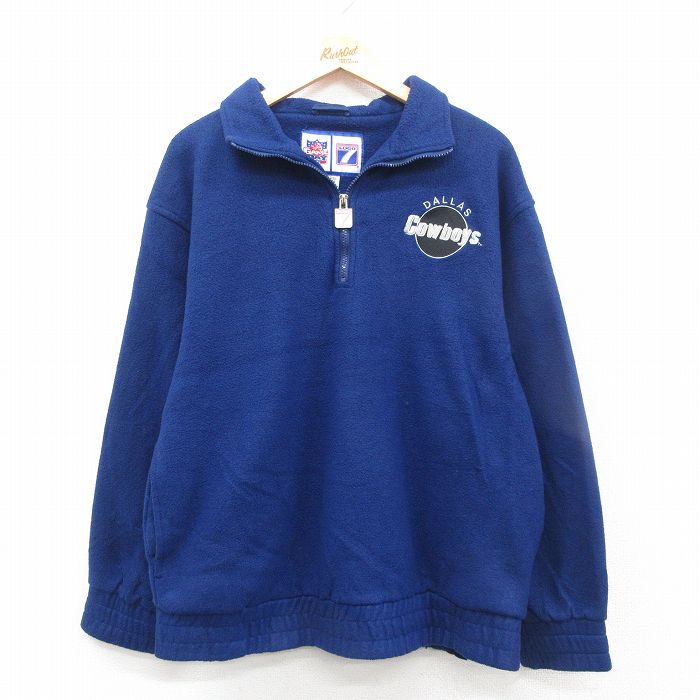 【50%OFF】XL★古着 長袖 ハーフジップ フリース ジャケット メンズ 00年代 00s NFC ダラスカウボーイズ 青 ブルー アメフト スーパーボウル 24nov11 中古 アウター