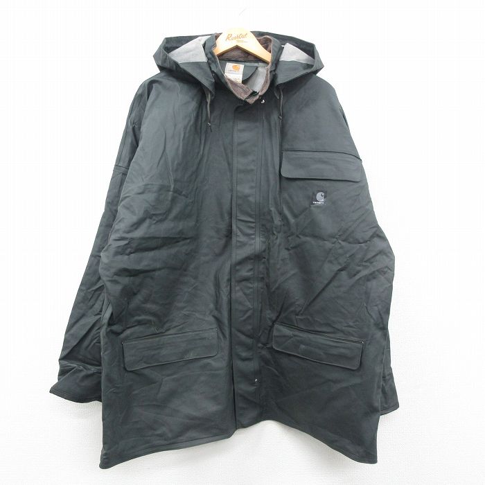 XL★古着 カーハート Carhartt 長袖 ジャケット パーカー メンズ 大きいサイズ ロング丈 濃緑 グリーン 【spe】 24nov11 中古 アウター