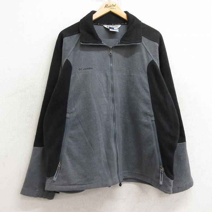 XL★古着 コロンビア COLUMBIA 長袖 フリース ジャケット メンズ 00年代 00s ワンポイントロゴ ラグラン グレー他 24nov12 中古 アウター