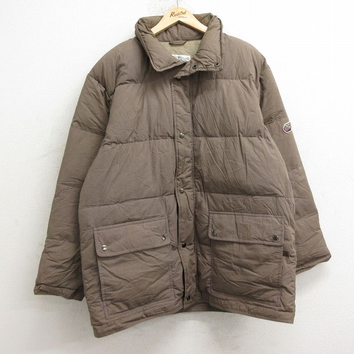 【50%OFF】XL★古着 長袖 ダウン ジャケット メンズ 90年代 90s ロング丈 茶 ブラウン 24nov14 中古 アウター
