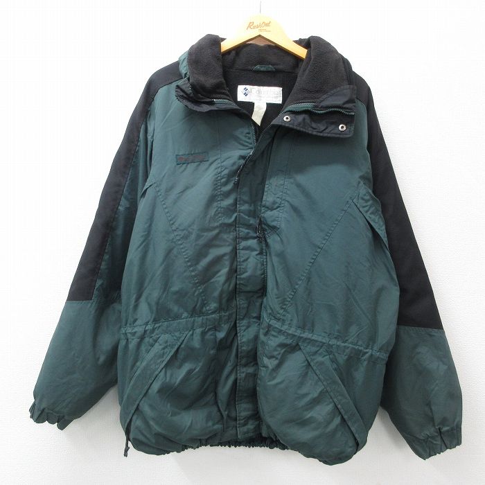 【50%OFF】XL★古着 コロンビア COLUMBIA 長袖 ナイロン ジャケット メンズ 90年代 90s 大きいサイズ ロング丈 緑系他 グリーン 内側フリース 24nov15 中古 アウター