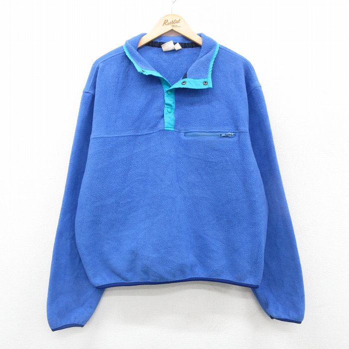 XL★古着 EMS 長袖 フリース ジャケット メンズ 90年代 90s スナップT USA製 薄紺 ネイビー 【spe】 24nov18 中古 アウター