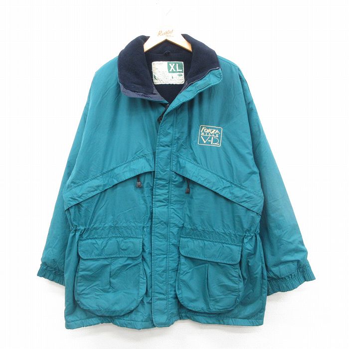 【50%OFF】XL★古着 Wear Guard 長袖 ナイロン ジャケット メンズ FORZA ロング丈 青緑 内側フリース 24nov18 中古 アウター