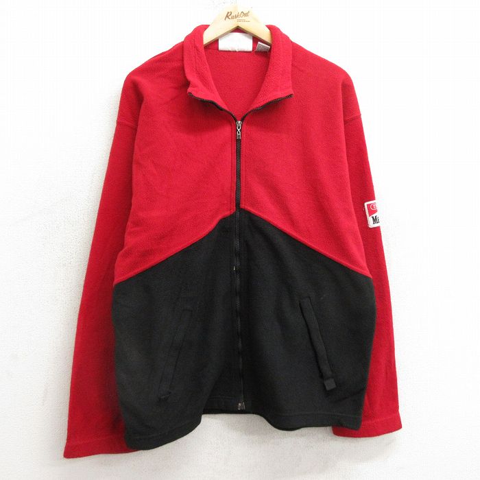 M★古着 マルボロ 長袖 フリース ジャケット メンズ 90年代 90s ツートンカラー 黒他 ブラック 【spe】 24nov20 中古 アウター