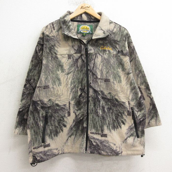 L★古着 カベラス 長袖 フリース ジャケット メンズ 00年代 00s ワンポイントロゴ ベージュ他 カーキ 【spe】 24nov20 中古 アウター