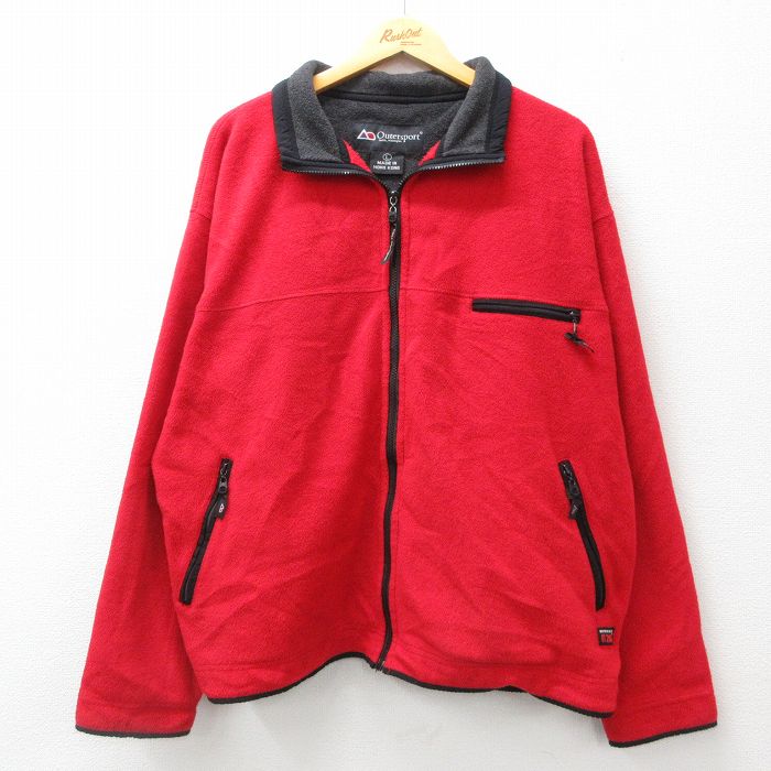【50%OFF】XL★古着 長袖 フリース ジャケット メンズ 00年代 00s 赤他 レッド 24nov21 中古 アウター