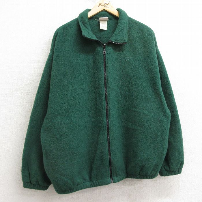 XL★古着 スピード SPEEDO 長袖 フリース ジャケット メンズ 90年代 90s ワンポイントロゴ USA製 緑 グリーン 24nov22 中古 アウター