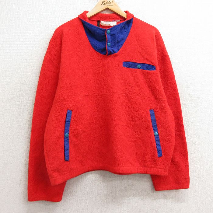 L★古着 長袖 フリース ジャケット メンズ 80年代 80s USA製 赤 レッド 24nov22 中古 アウター