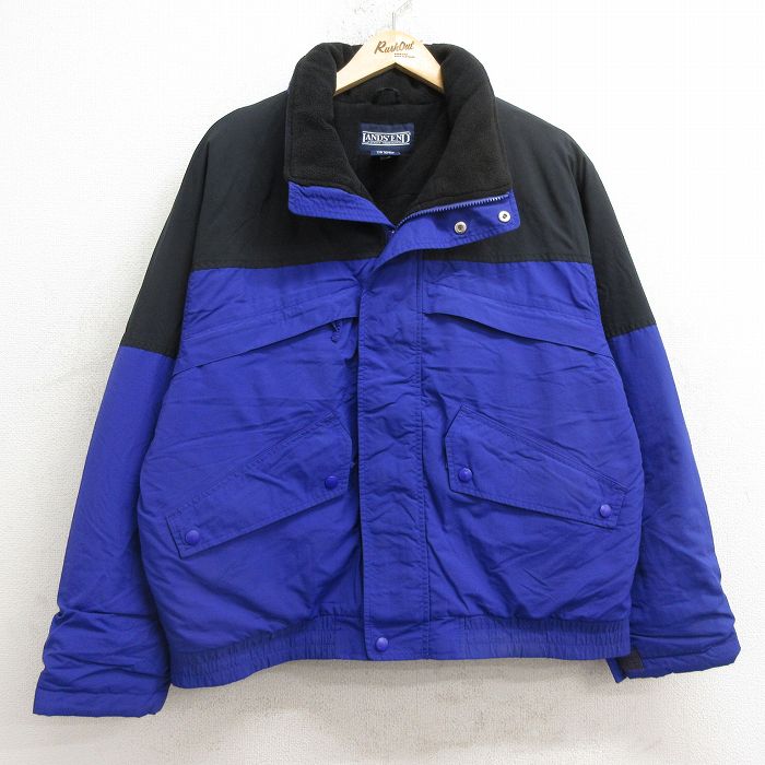 L★古着 ランズエンド 長袖 ナイロン ジャケット メンズ 00年代 00s ツートンカラー 紫 パープル 内側フリース 24nov22 中古 アウター