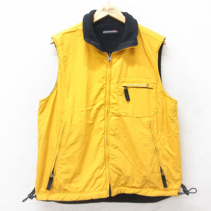 M★古着 IZOD ナイロン ベスト メンズ 00年代 00s リバーシブル 黄他 イエロー 内側フリース 24nov22 中古 アウター