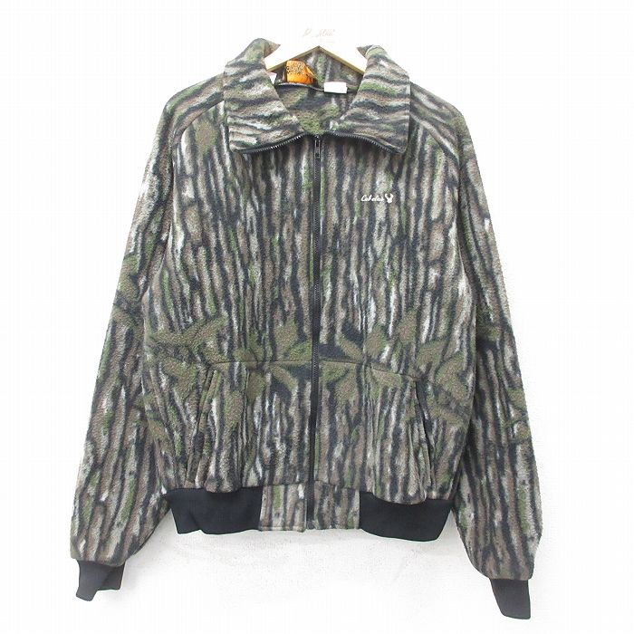 M★古着 カベラス 長袖 フリース ジャケット メンズ 90年代 90s ワンポイントロゴ ラグラン USA製 黒他 ブラック 迷彩 【spe】 24nov22 中古 アウター